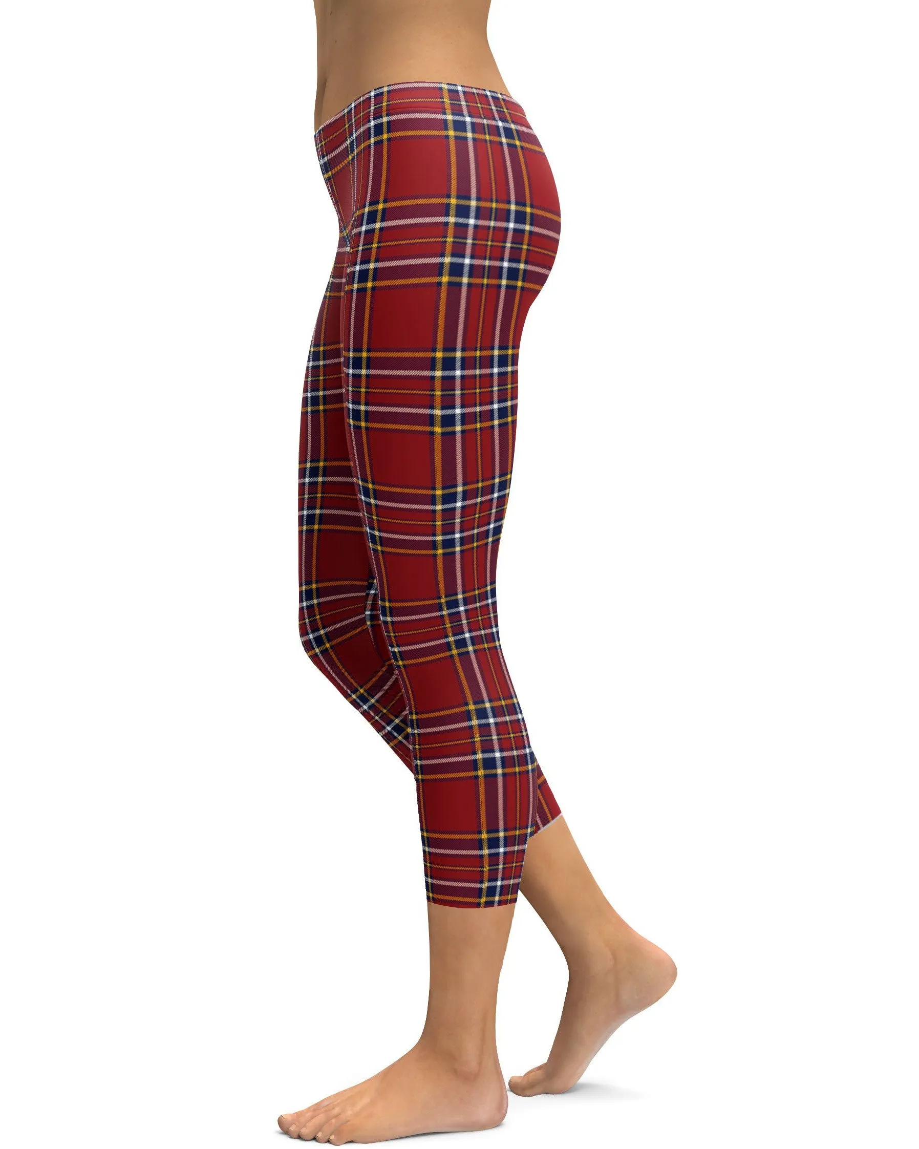 Deep Red Tartan Capris