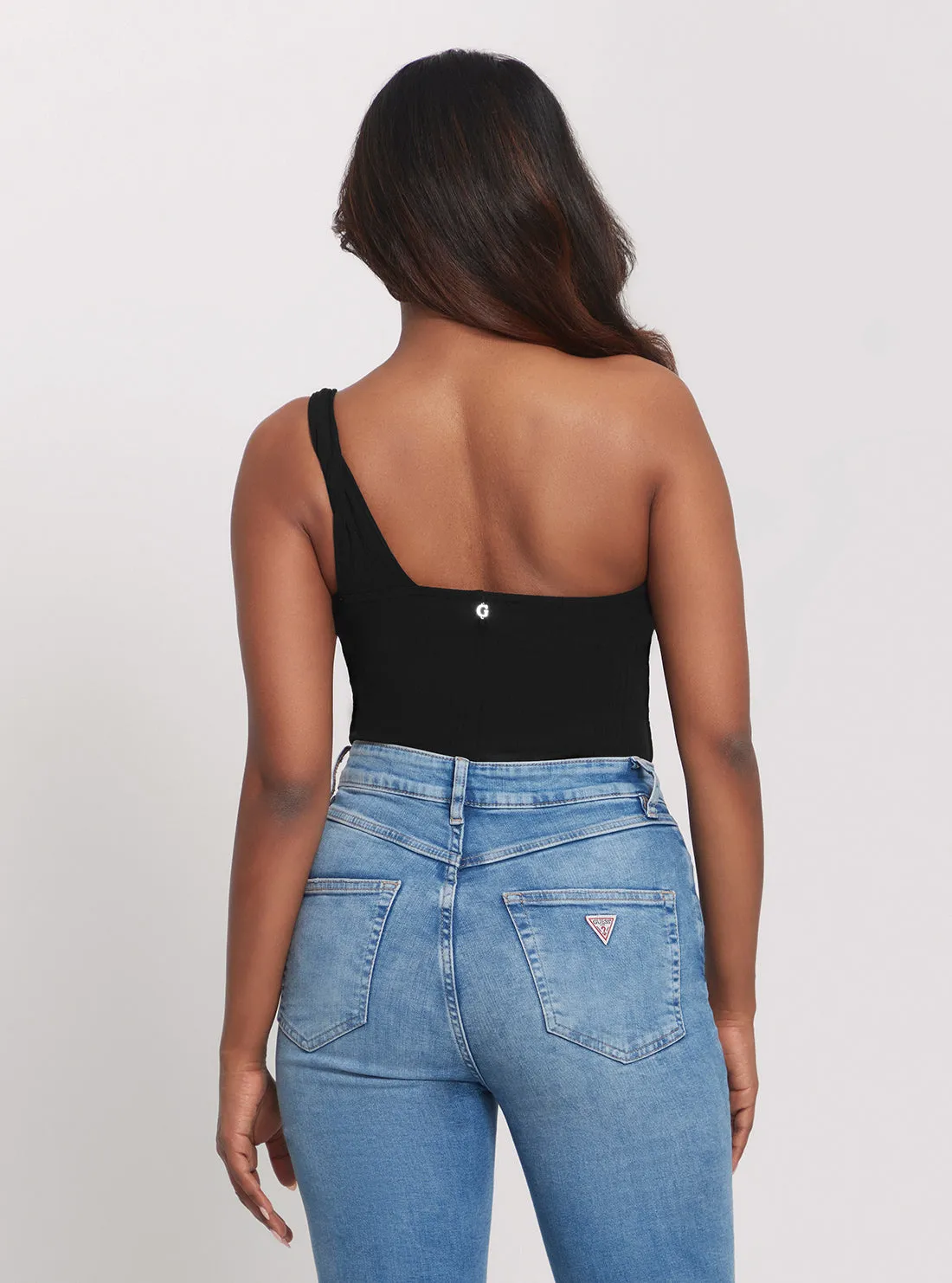 Eco Black One Shoulder Bodysuit