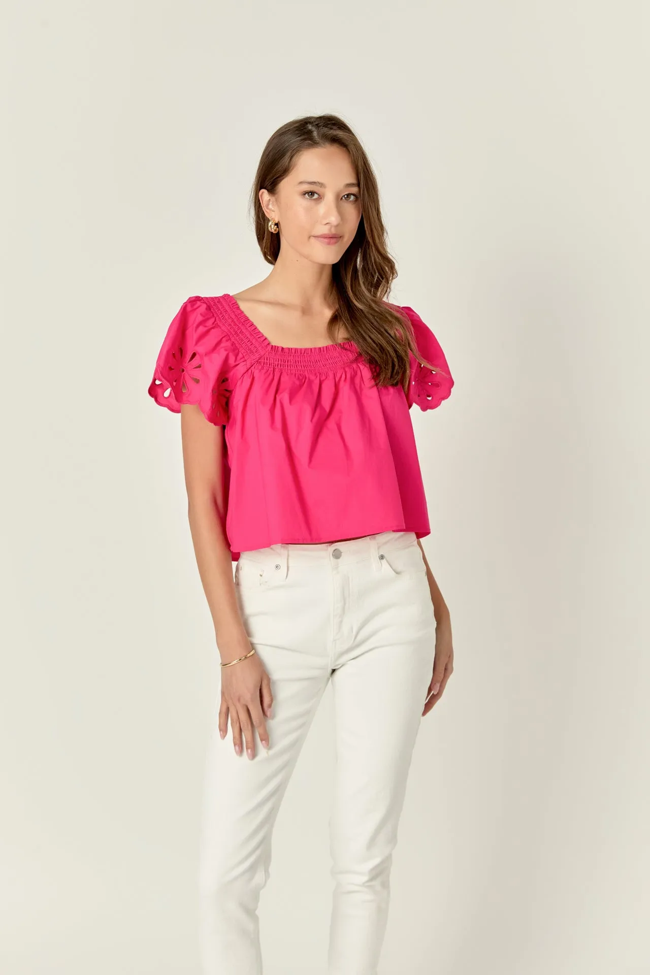 Embroidered Off the Shoulder Top