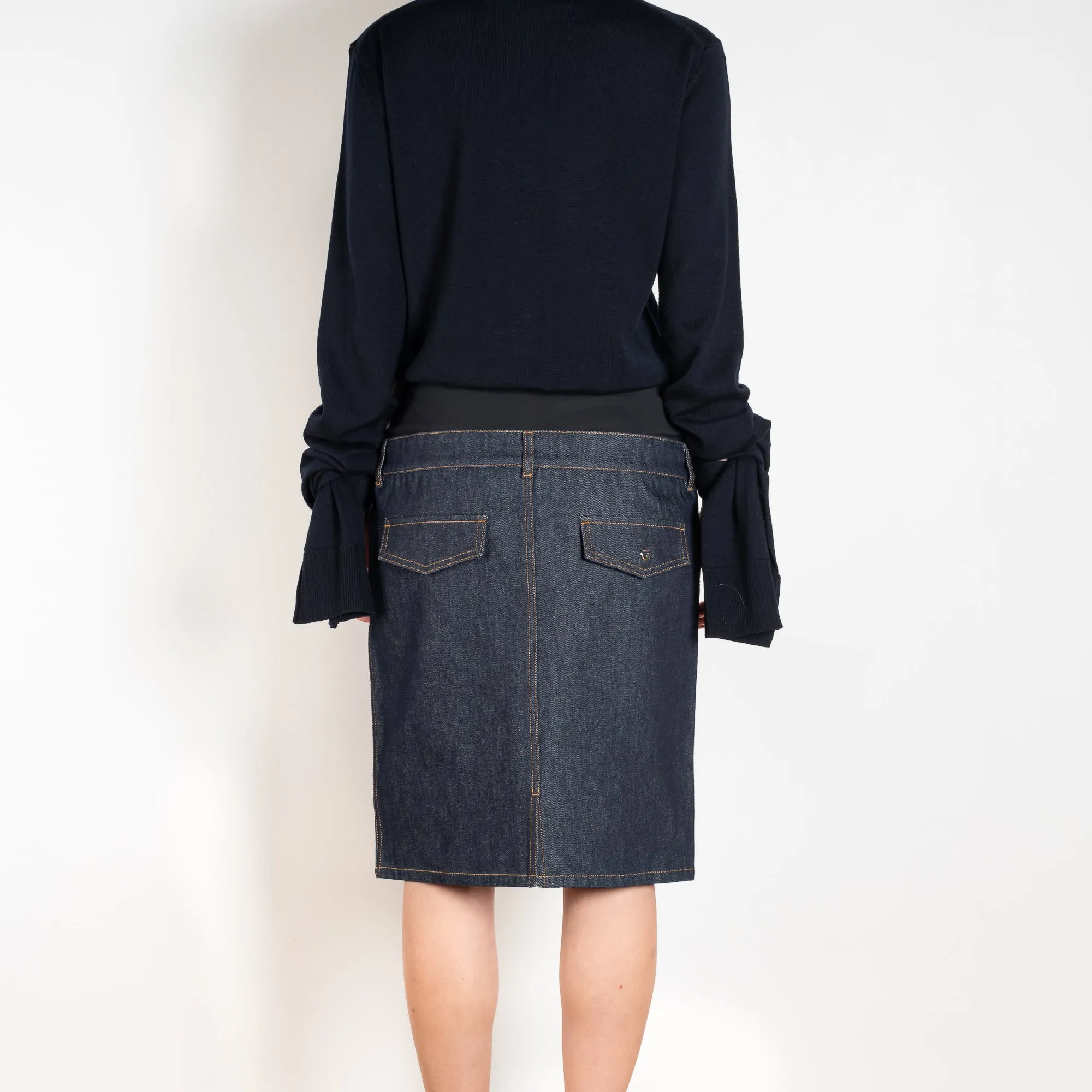 Faux Fur Hybrid Denim Skirt