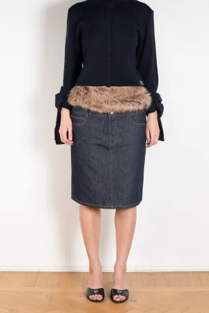 Faux Fur Hybrid Denim Skirt