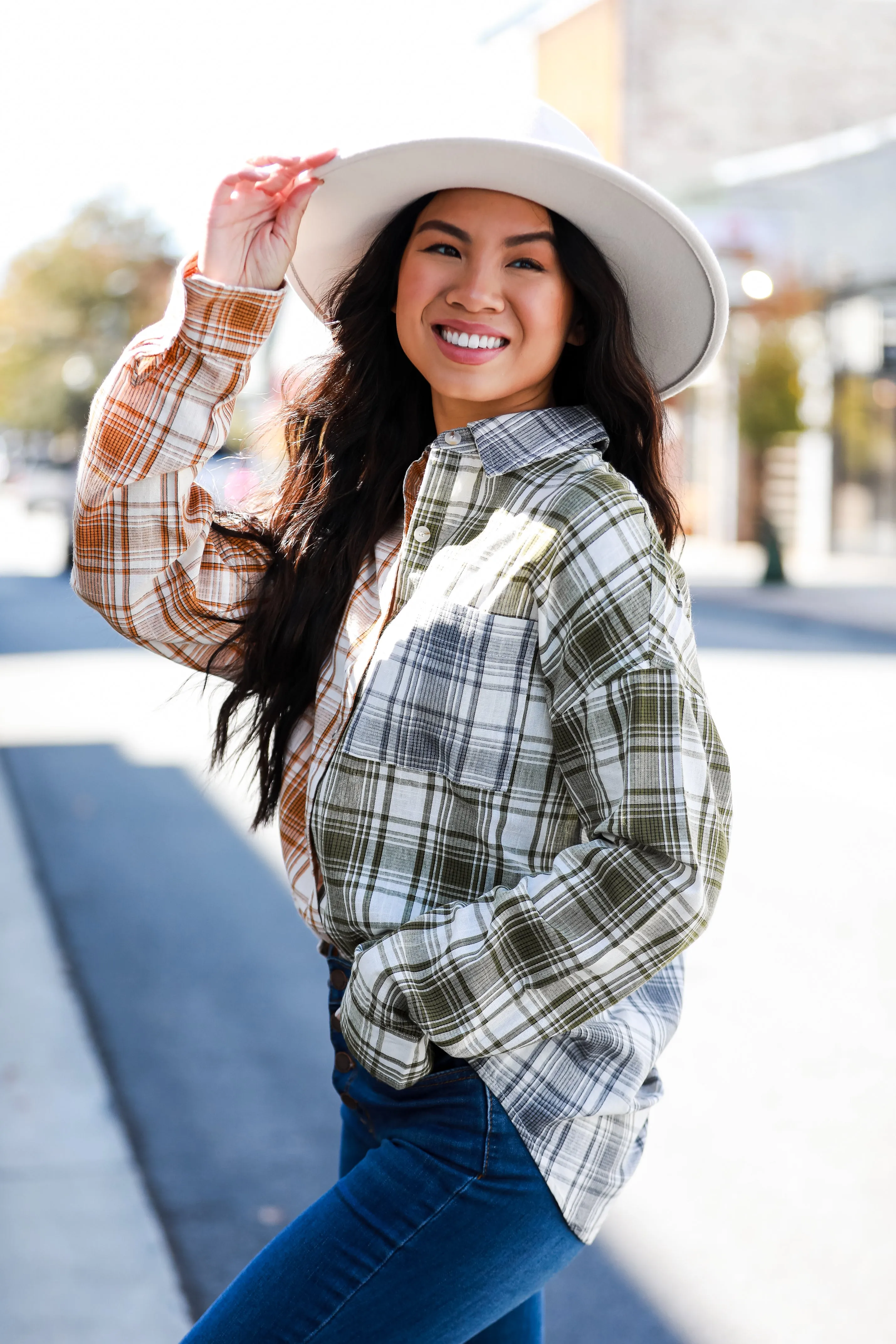 FINAL SALE - Cute Overload Green Color Block Plaid Flannel