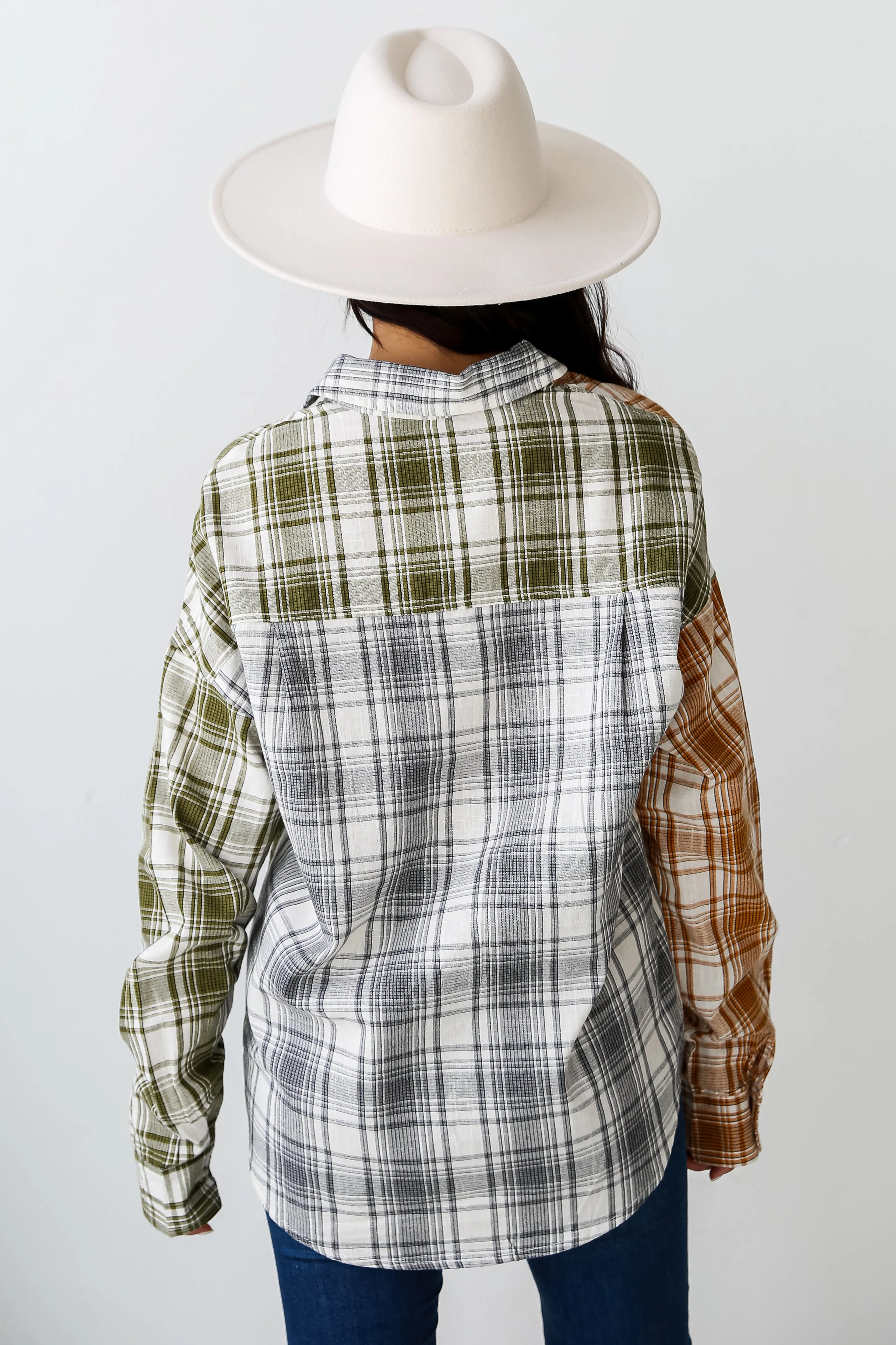 FINAL SALE - Cute Overload Green Color Block Plaid Flannel