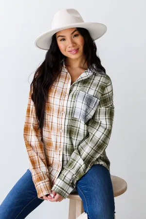 FINAL SALE - Cute Overload Green Color Block Plaid Flannel