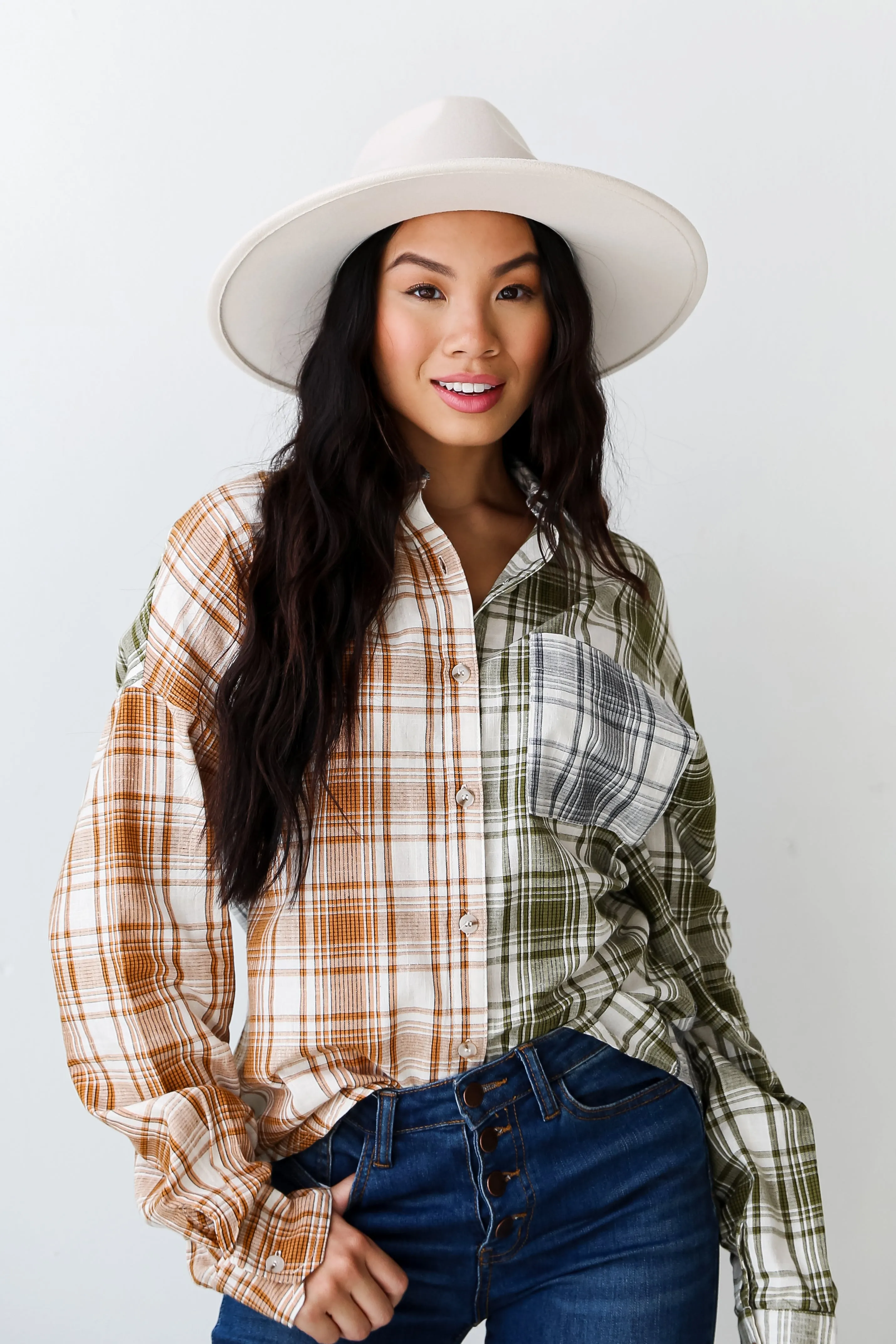 FINAL SALE - Cute Overload Green Color Block Plaid Flannel