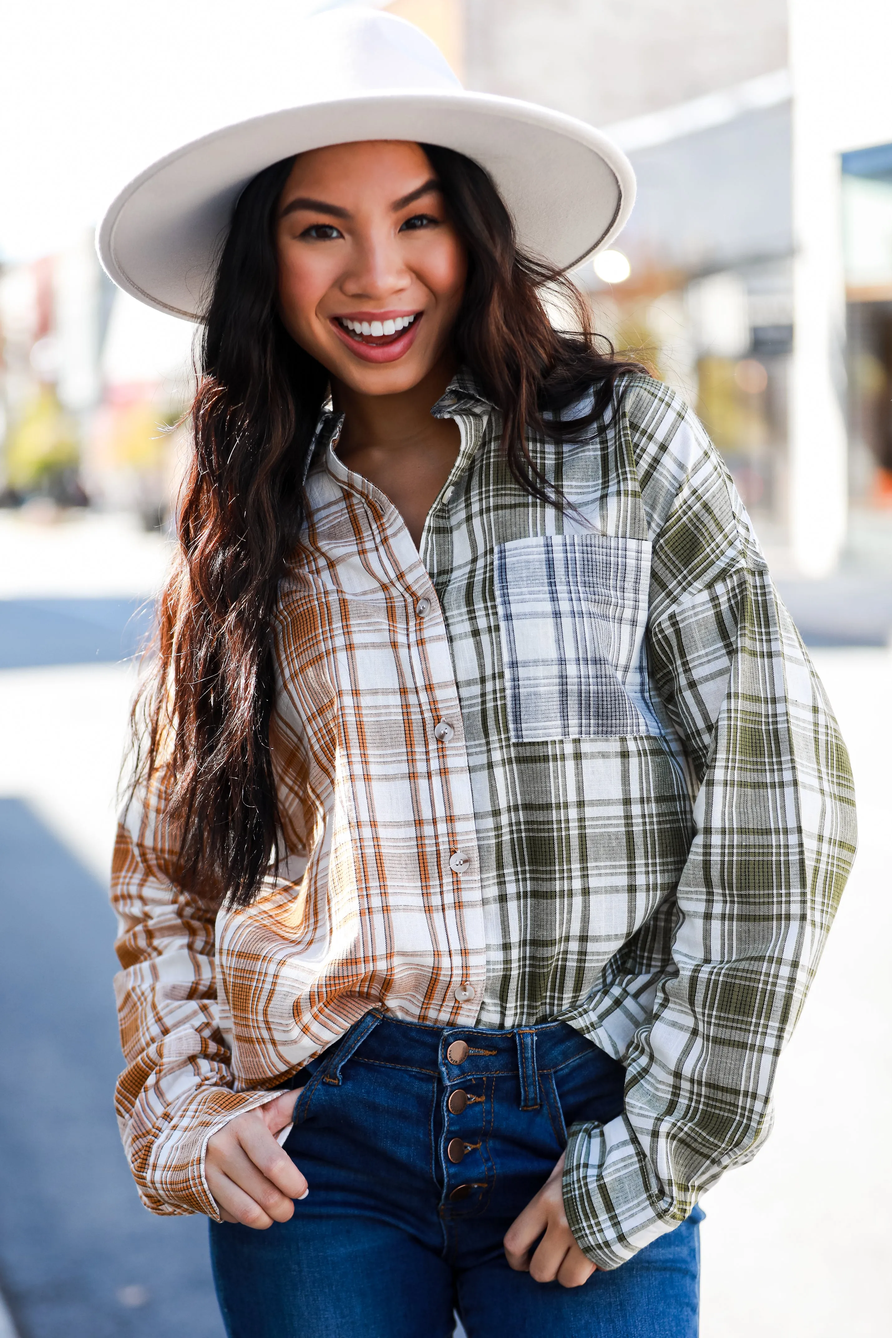 FINAL SALE - Cute Overload Green Color Block Plaid Flannel