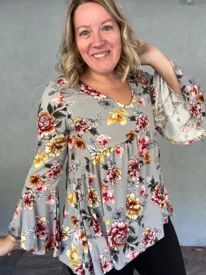 Floral Babydoll Flowy Tunic Top