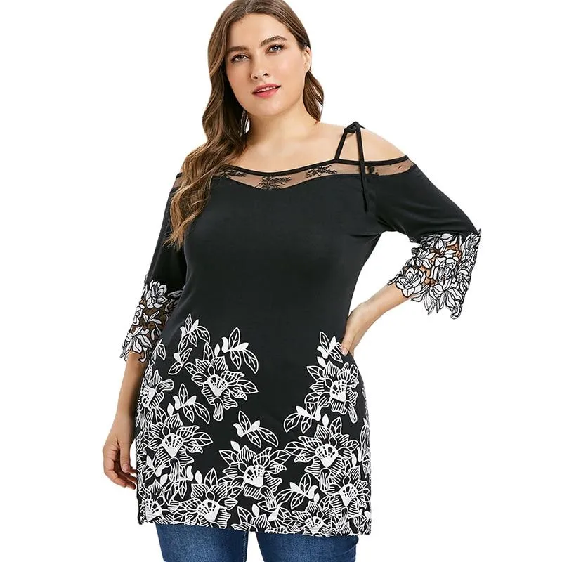 Flower Floral Off Shoulder Long Blouse