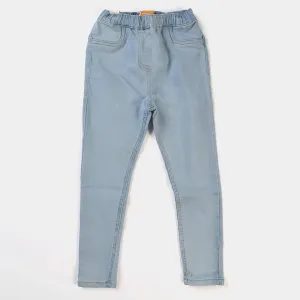 Girls Denim Stretch Jeggings Basic | Ice Blue