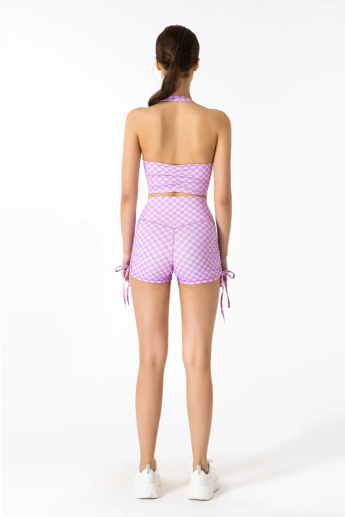 GRID GIRL Cami Bra & Side Drawstring Shorts Sets