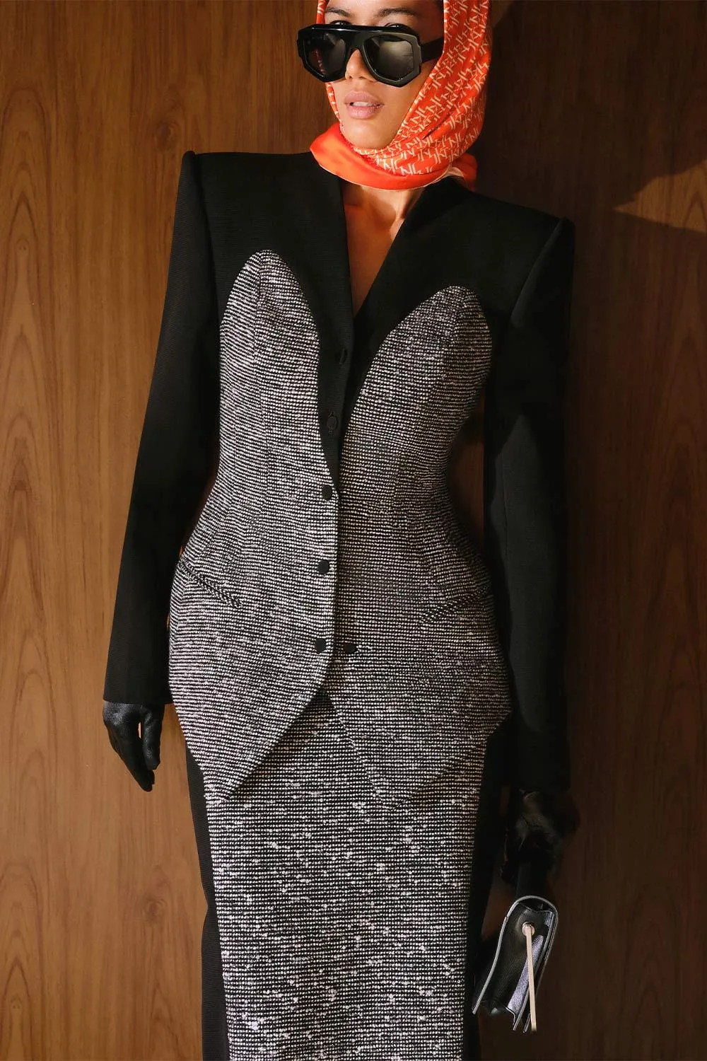 Harwick Peplum V-Neck Tweed Blazer