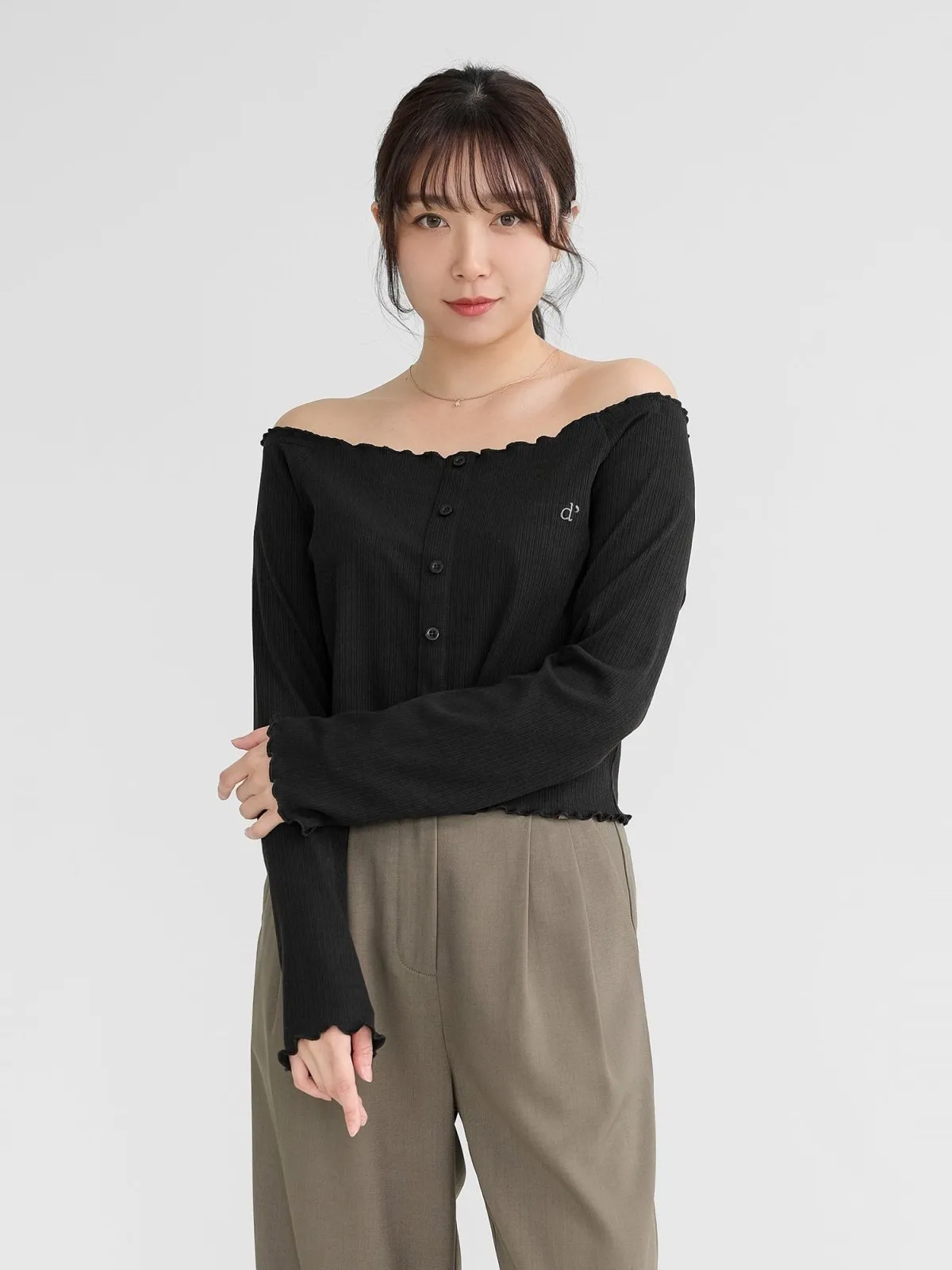 Hestia Button Front Off shoulder Top*