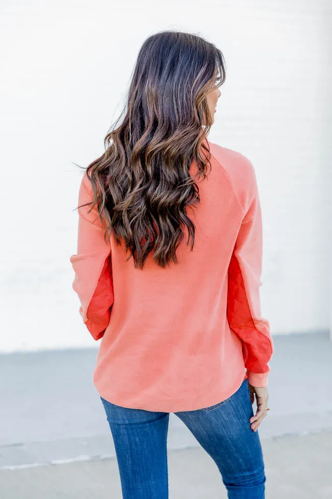 Hiding In Plain Sight Asymmetrical Orange And Coral Sherpa Pullover FINAL SALE