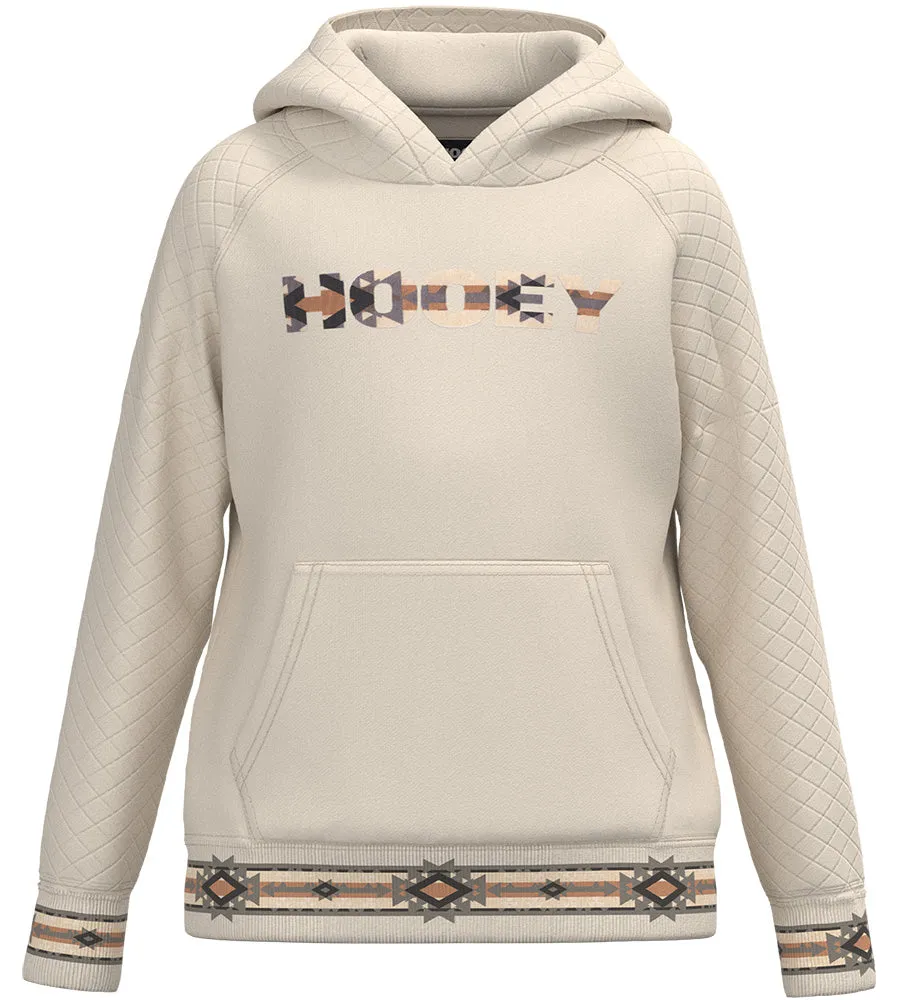 Hooey Women's Quilted Logo Hoodie in Southwestern Cream