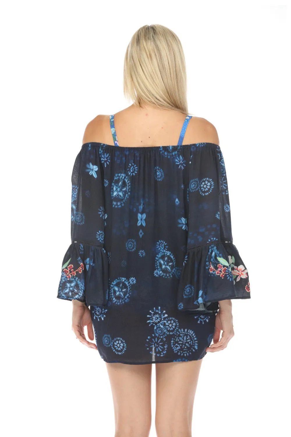 Johnny Was Annia Off The Shoulder Swim Cover-Up Dress Boho Chic CSW2120-H