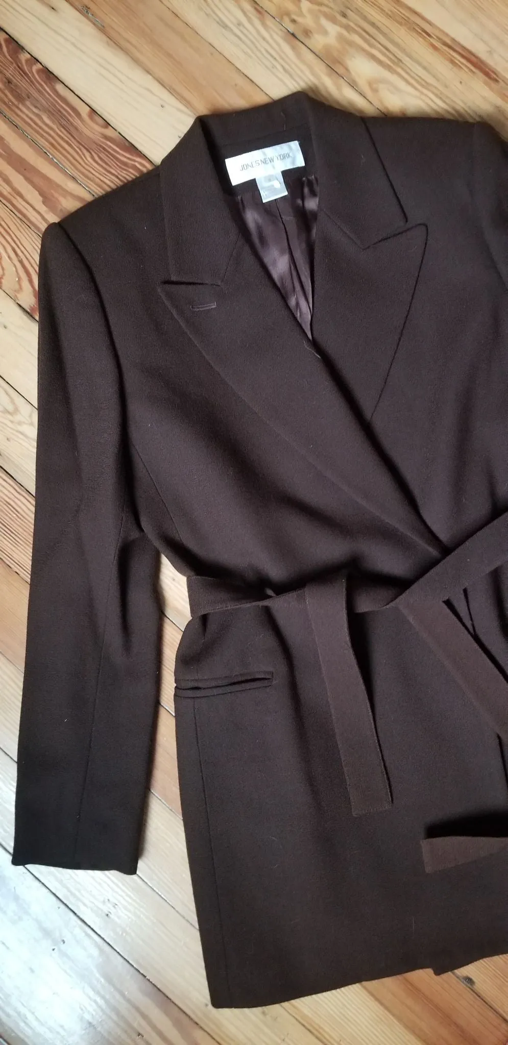 Jones NY asymmetric button brown blazer