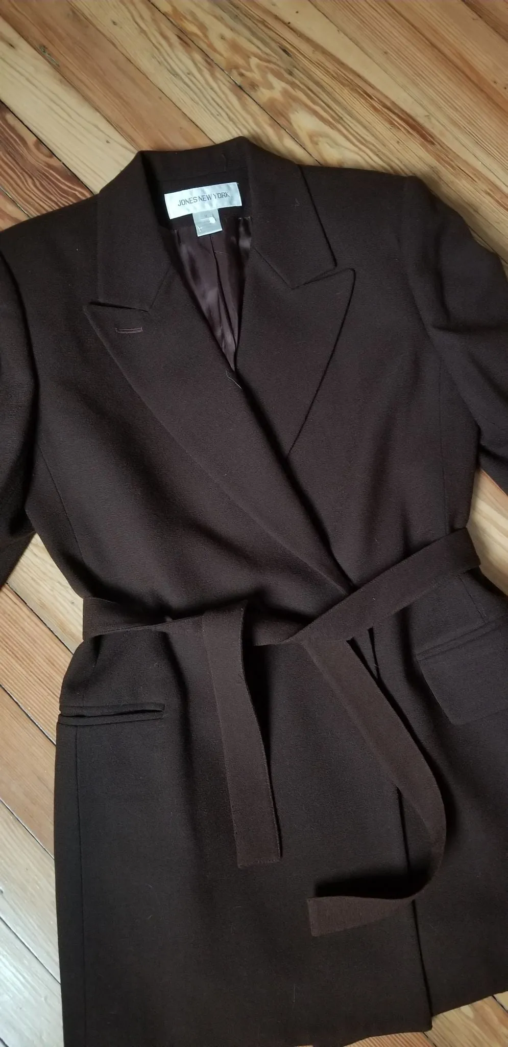 Jones NY asymmetric button brown blazer