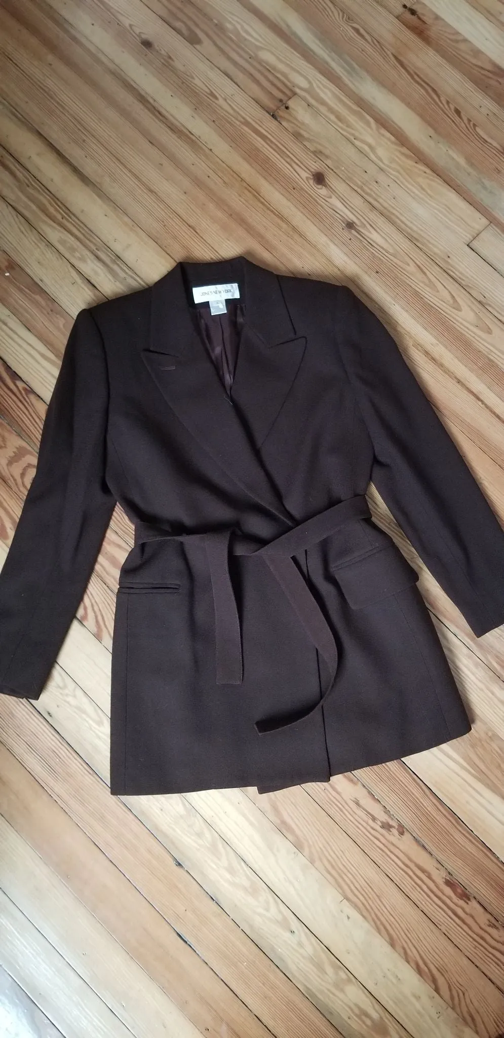 Jones NY asymmetric button brown blazer