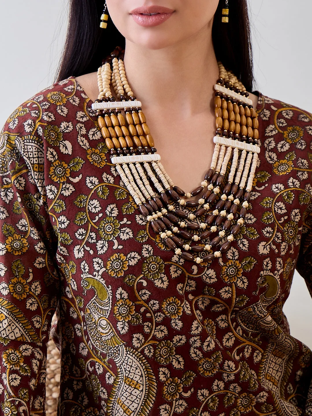 Kalamkari Ethnic Printed Cotton Peplum Top