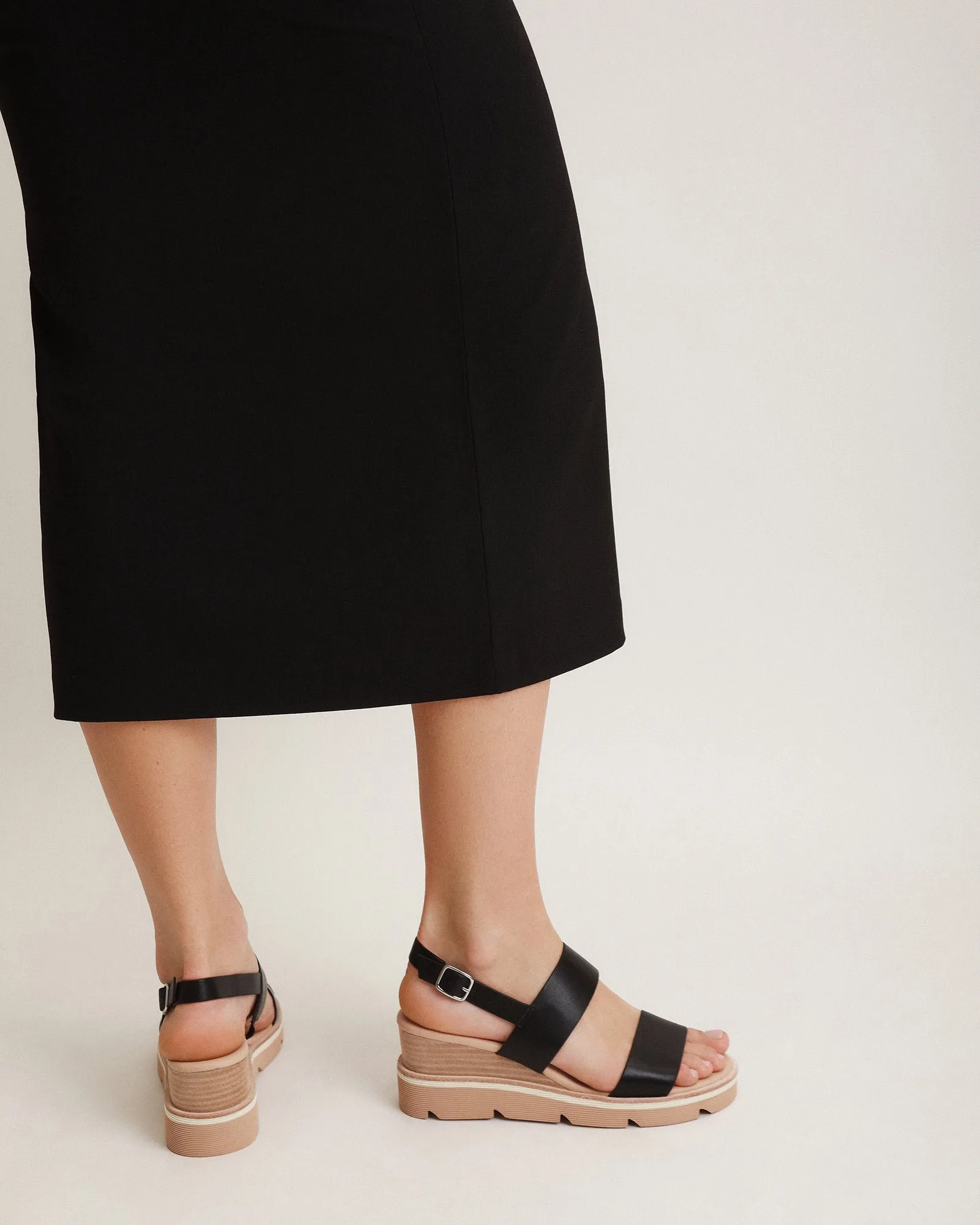 KELLY MID HEEL WEDGES BLACK WHITE