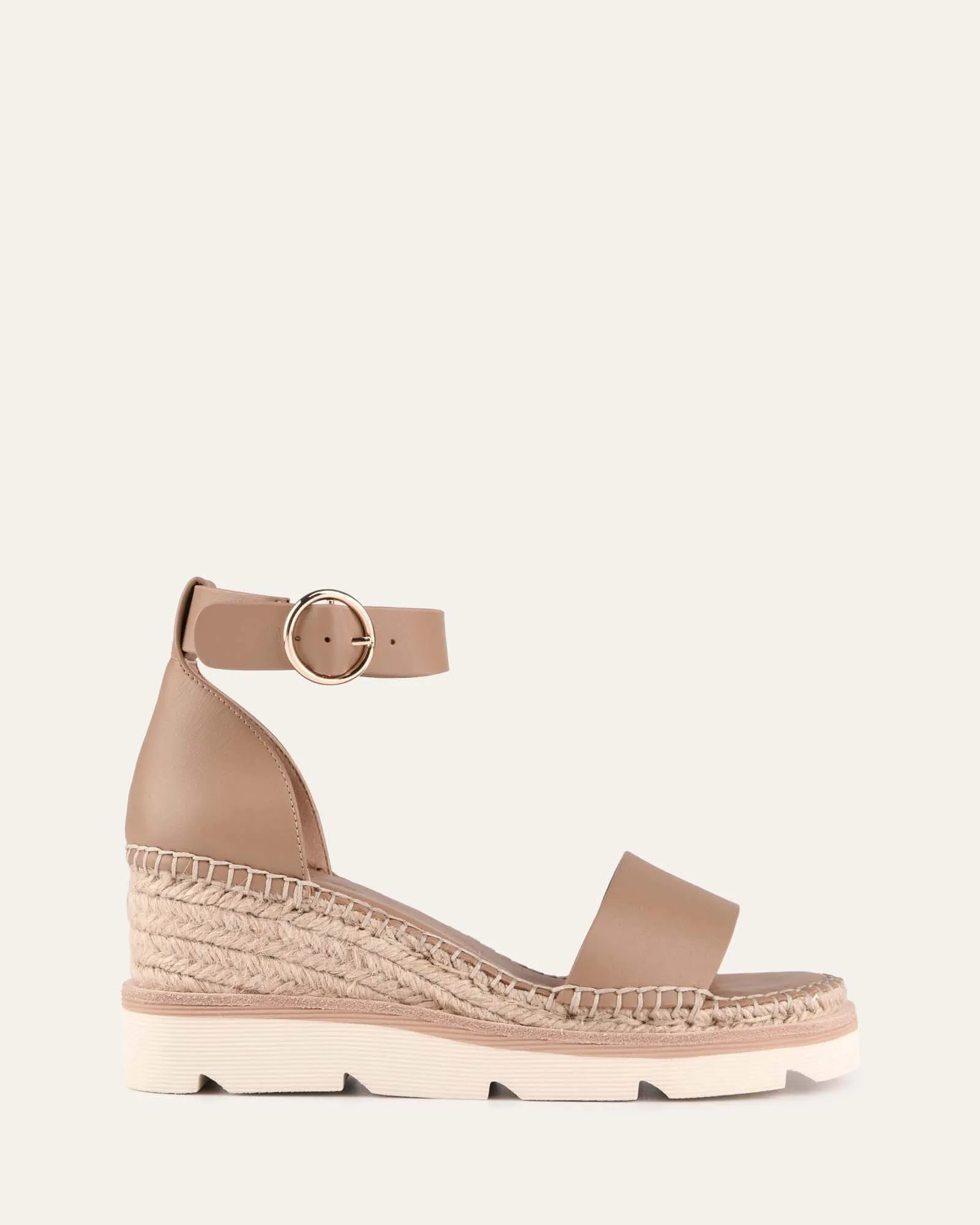 KELLY MID HEEL WEDGES TAN LEATHER