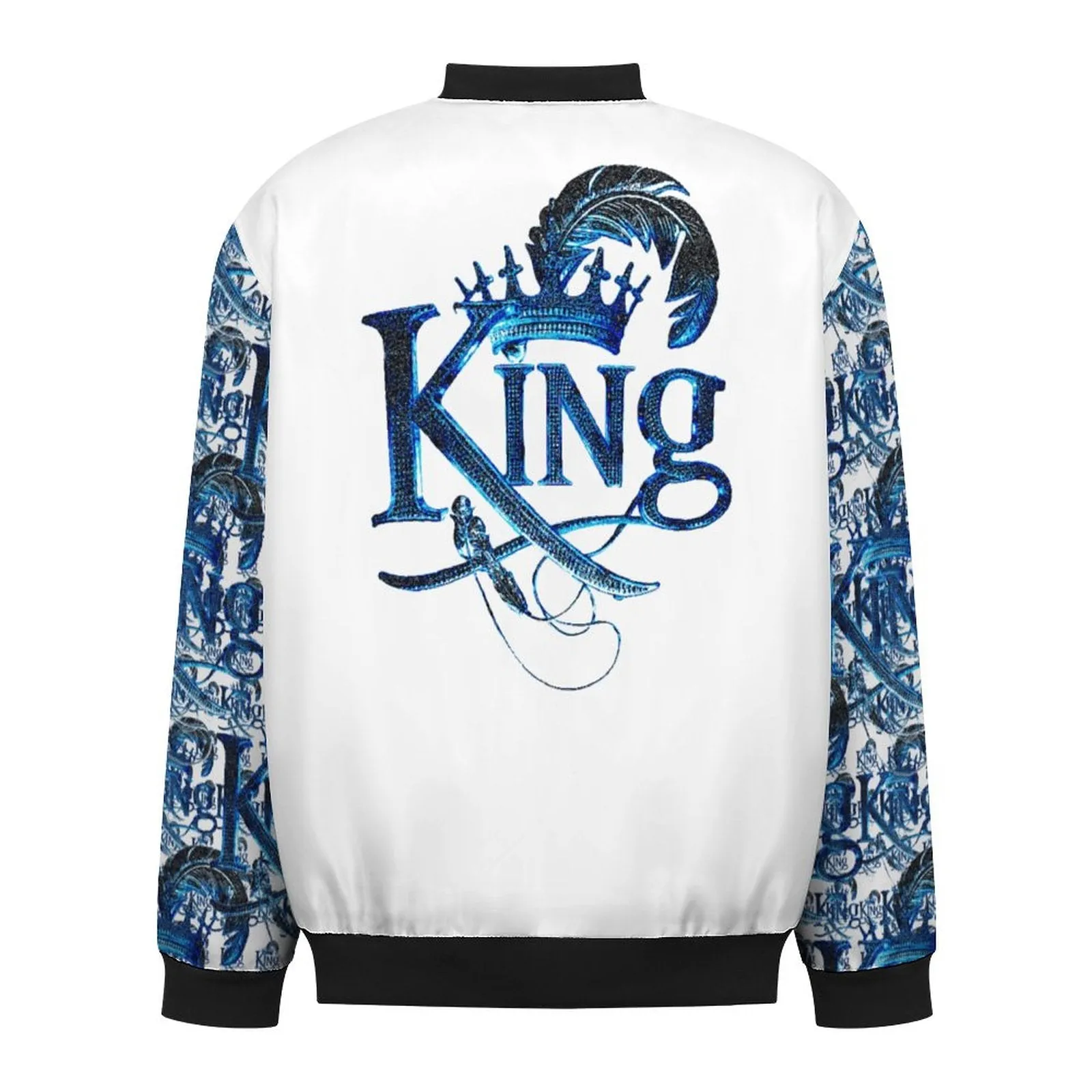 KING 02-01 White Men's Designer Bomber Jacket