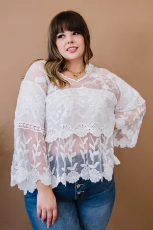 Lace Oasis Full Size Run Bell Sleeve Top