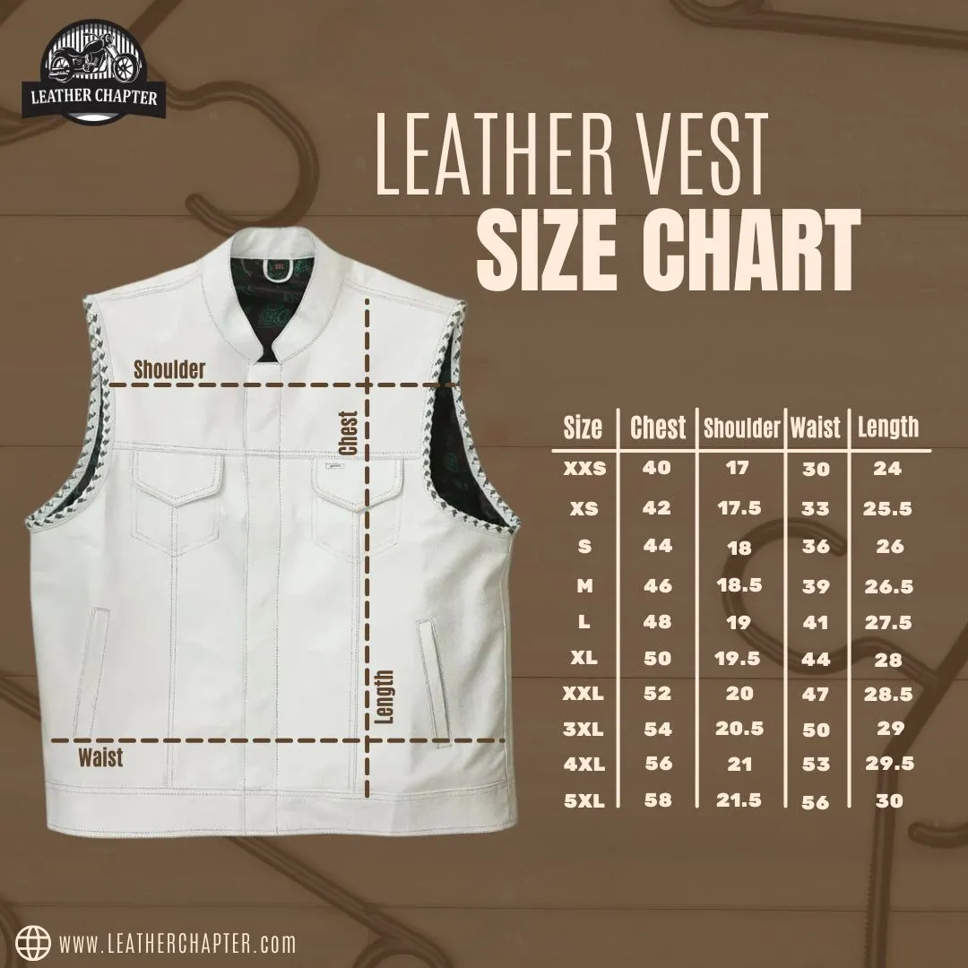 Leather Vest White & Brown Leather Vest Diamond Quilted Denim Vest Leather Men Vest Biker vest Motorcycle Vest Men Motorcycle Gifts For Men