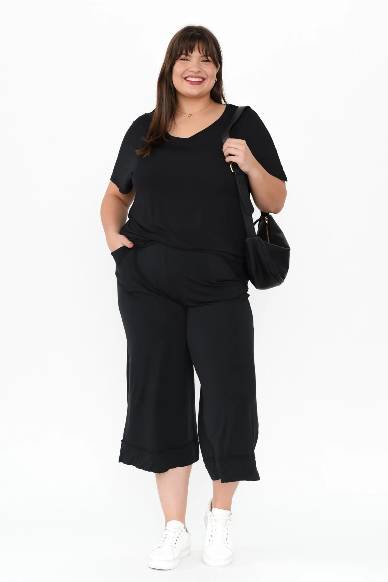 Lena Black Micro Modal Resort Pants