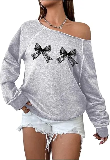 Light Grey Fall Chic Off Shoulder Sweatshirt