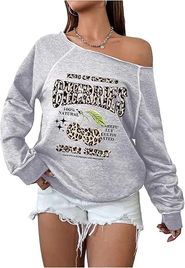 Light Grey Fall Chic Off Shoulder Sweatshirt