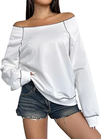 Light Grey Fall Chic Off Shoulder Sweatshirt