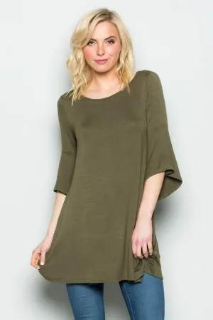 Long Line Bell Sleeve Tunic Top