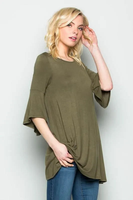 Long Line Bell Sleeve Tunic Top