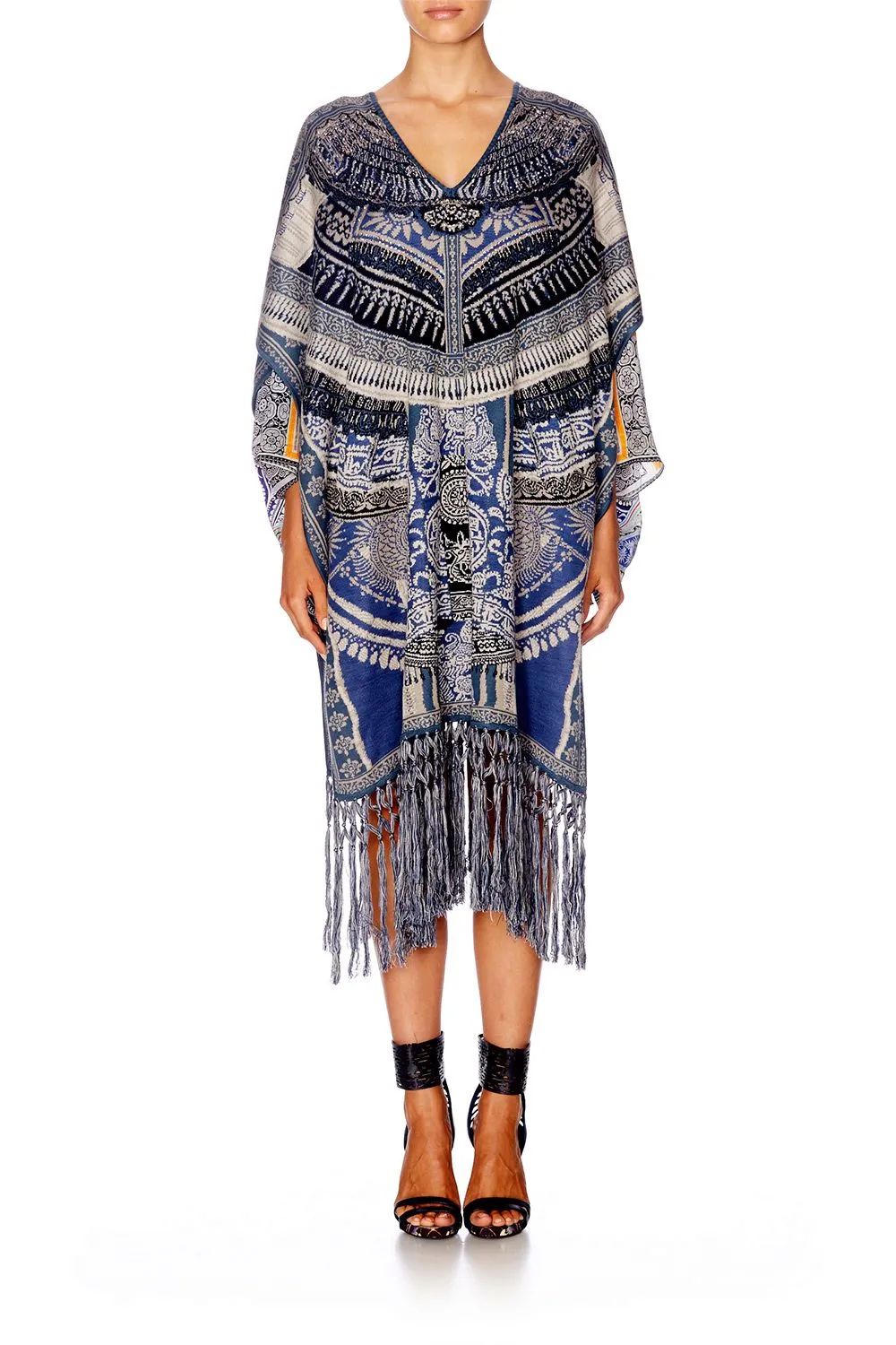 LONG V-NECK PONCHO TALES OF BATIK