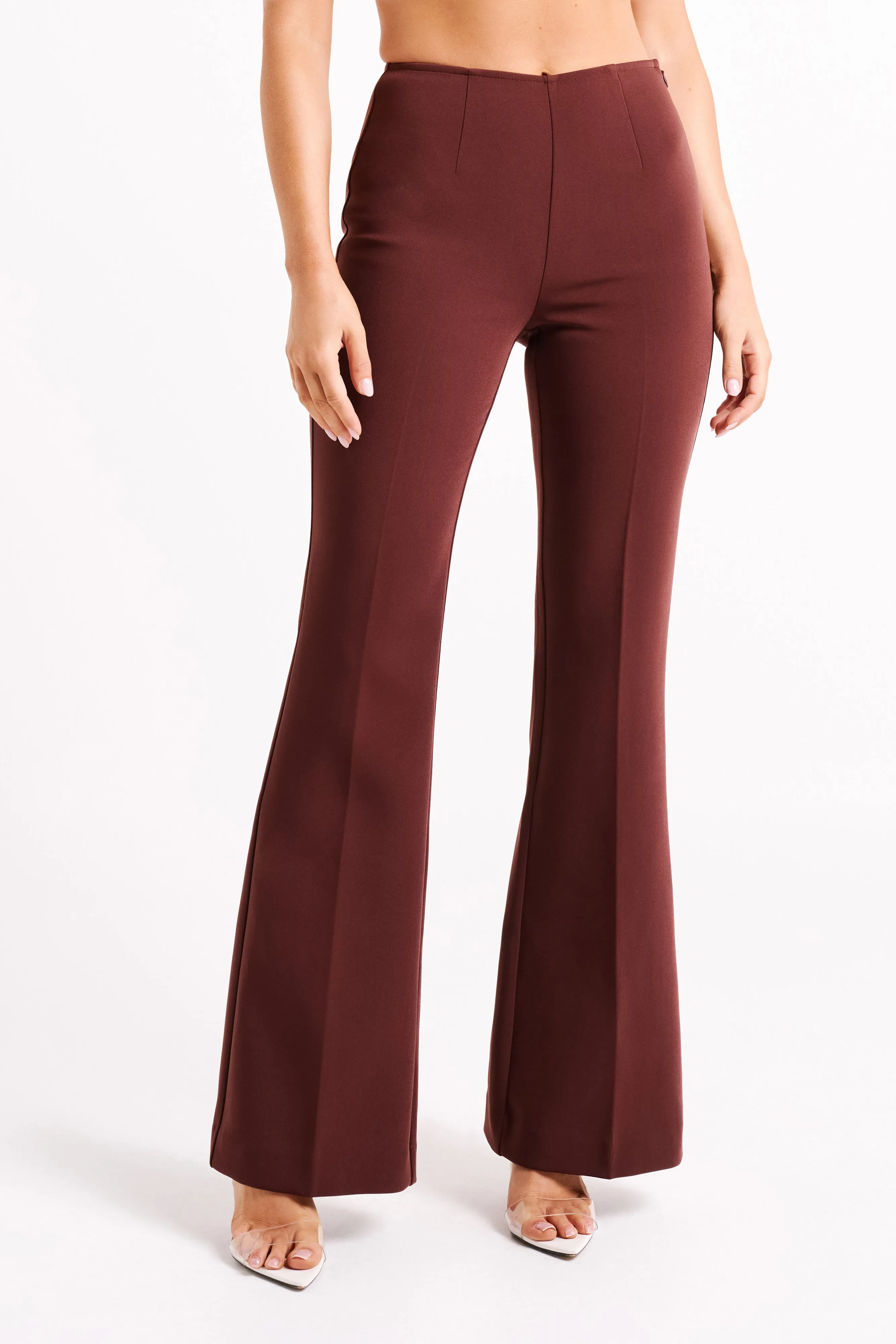 Loretta Fit & Flare Tailored Pant - Chocolate