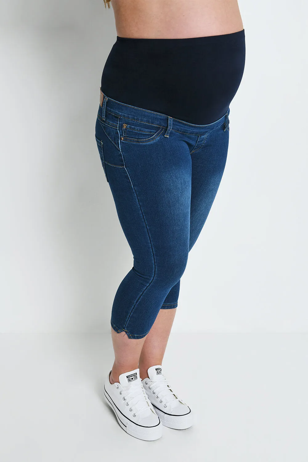 Maternity Cropped Jeggings - Dark Blue