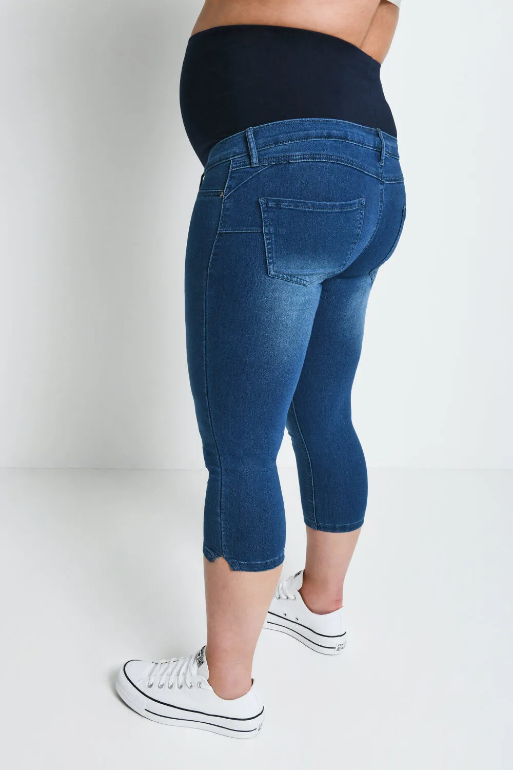 Maternity Cropped Jeggings - Mid Blue