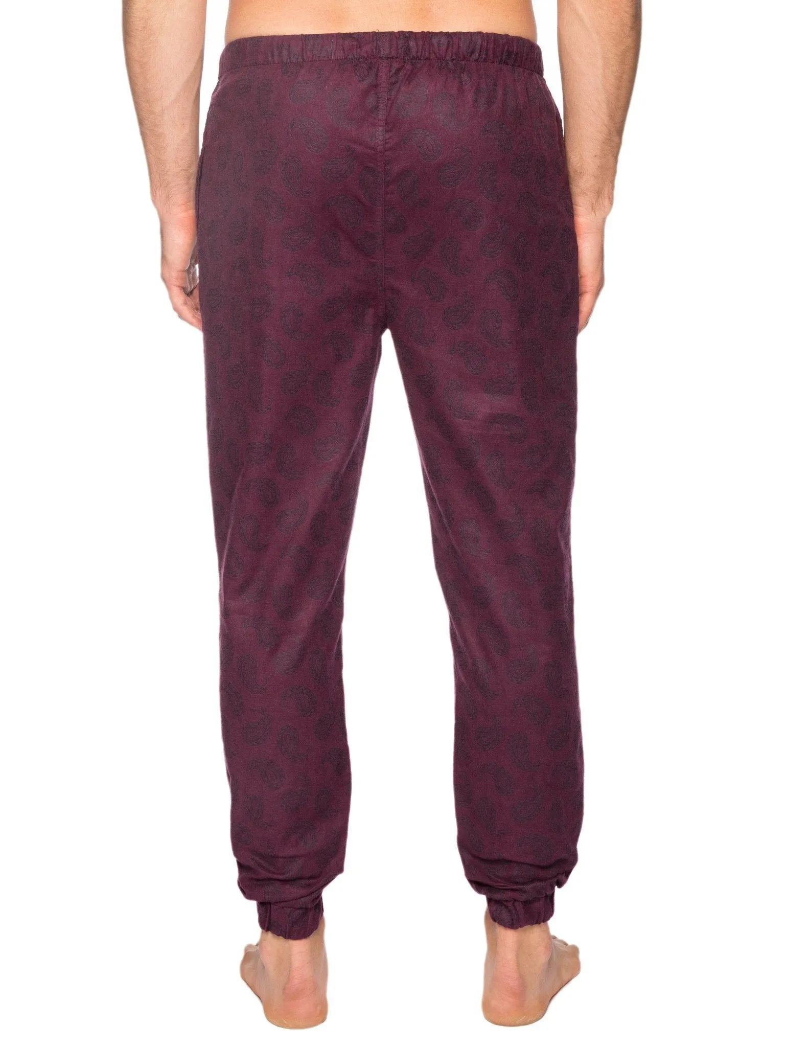 Men's 100% Cotton Flannel Jogger Lounge Pant - Paisley Fig/Black