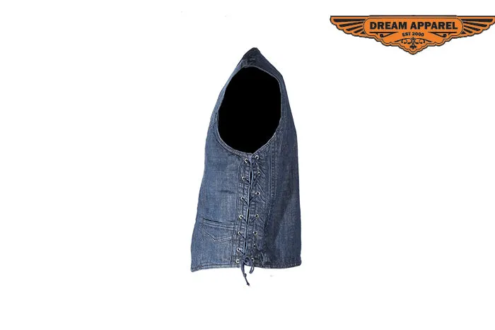 Men's Dark Blue Denim Gun Pocket Club Vest