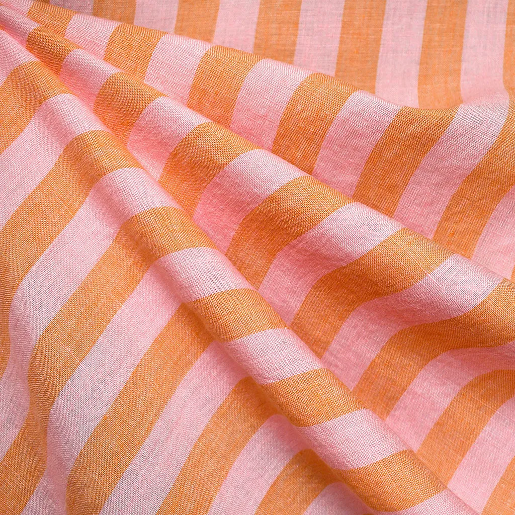 Merchant & Mills Mallow Stripe Soft Washed Linen Pink/Orange