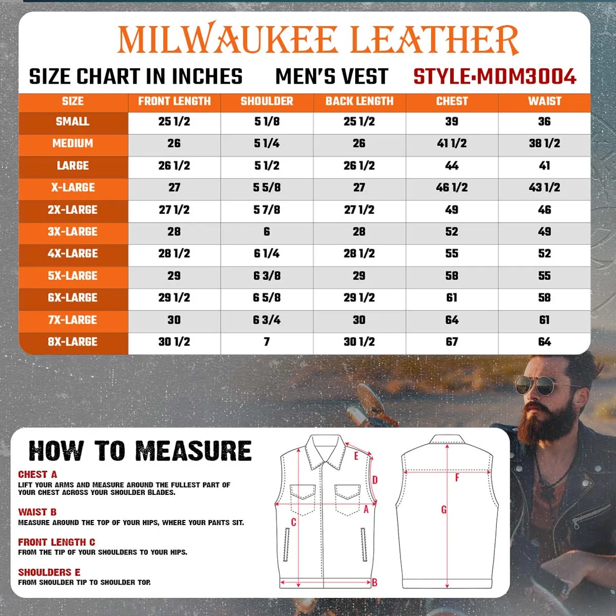 Milwaukee Leather Men's Brute Dual Closure Blue Denim and Black Leather Club Style Vest MDM3004