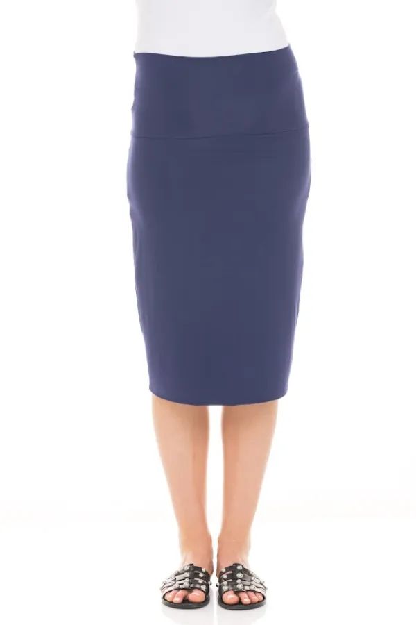 MODAL PENCIL SLIM SKIRT (NAVY)