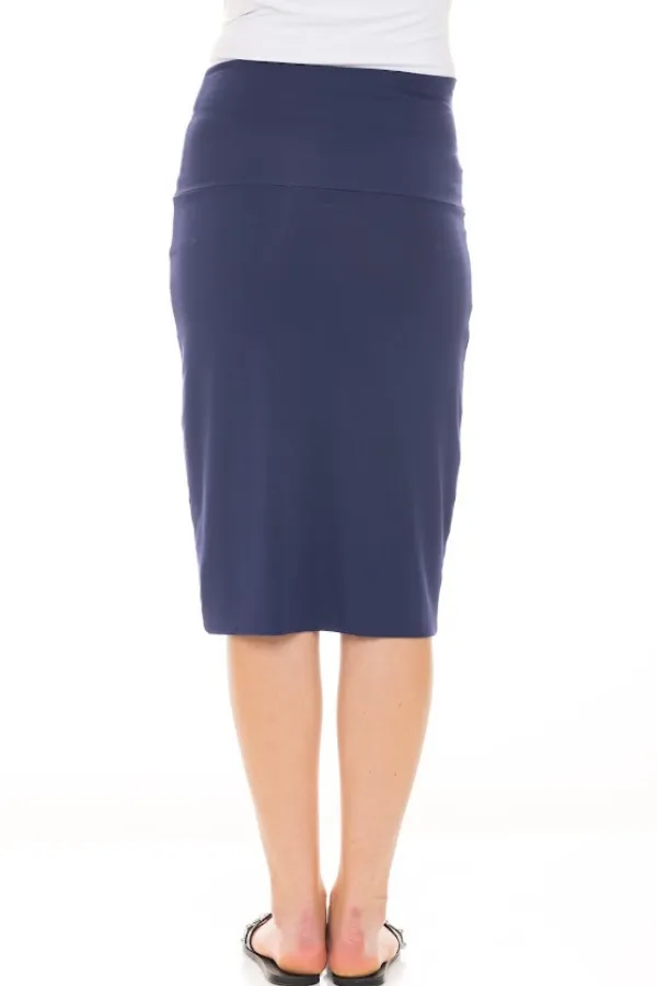 MODAL PENCIL SLIM SKIRT (NAVY)