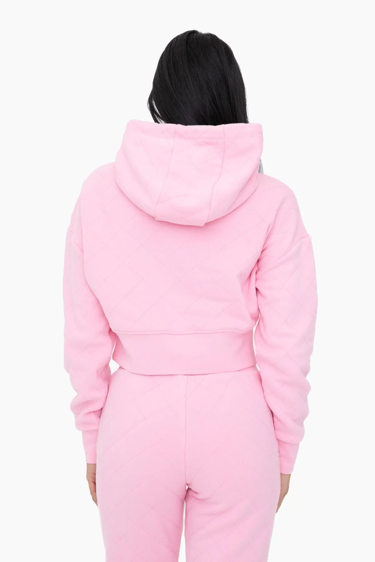 MONO B Candy Pink Quilted Hoodie - Final Sale