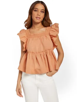 Mustard Seed Ruffle-Sleeve Poplin Top - Brands We Love