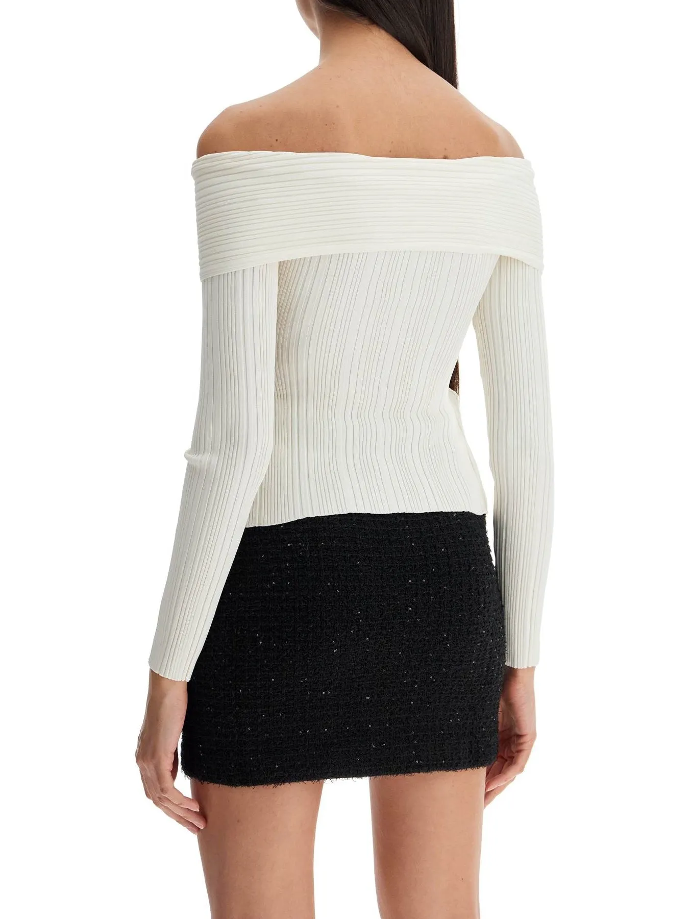 Off-Shoulder Ribbed Knit Sweater