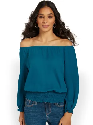 Off-The-Shoulder Smock Top