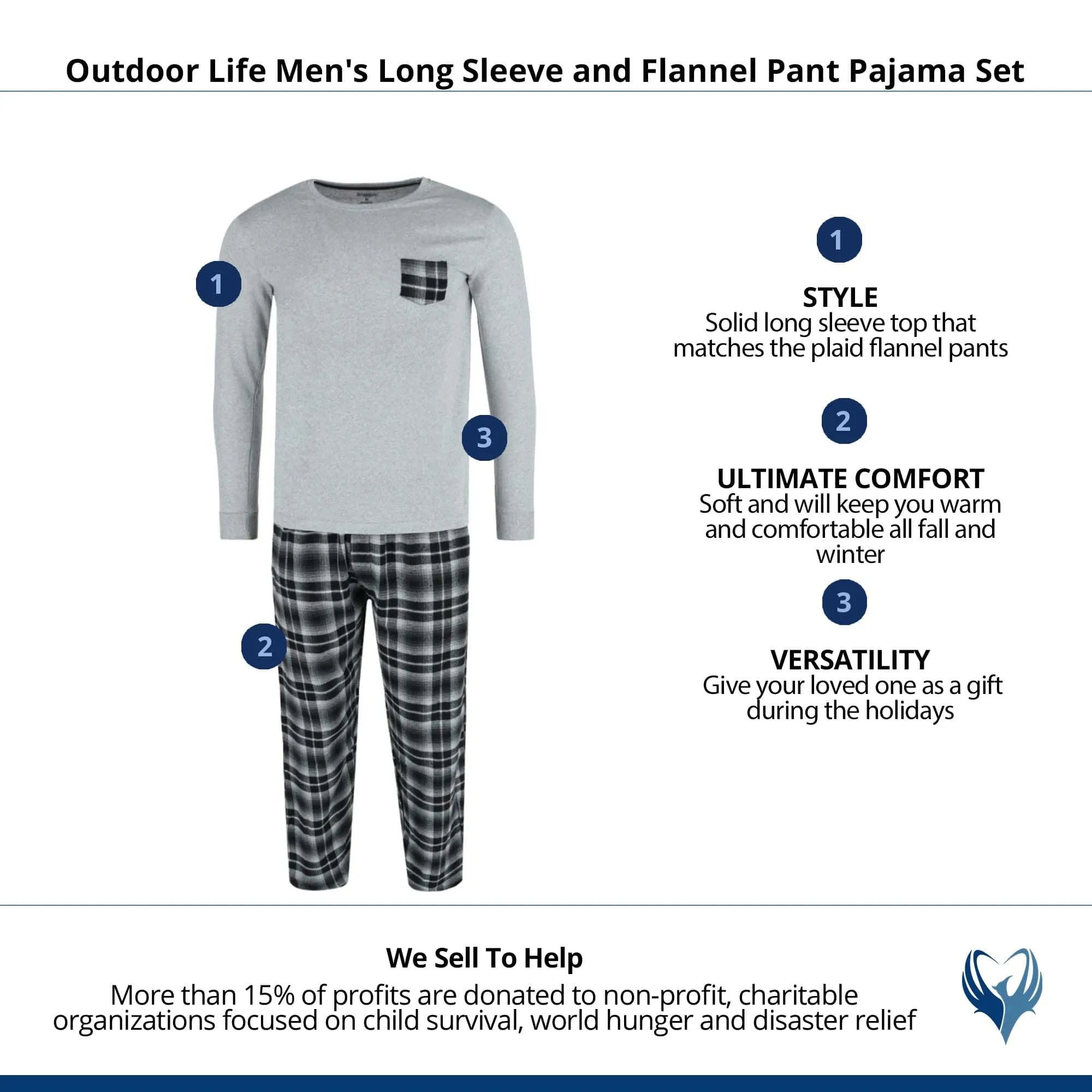 Outdoor Life Men's Long Sleeve and Flannel Pant Pajama Set