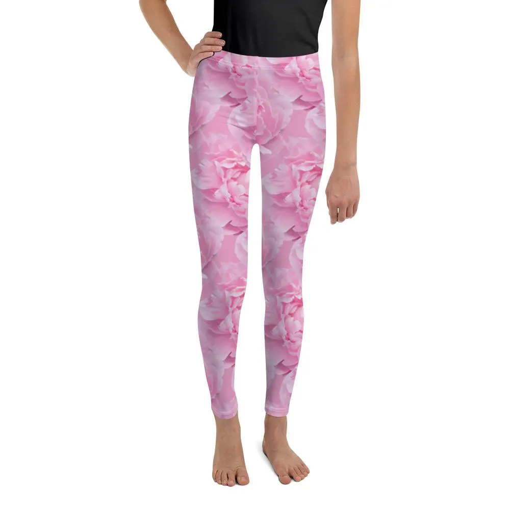 Peony Flower Youth Leggings